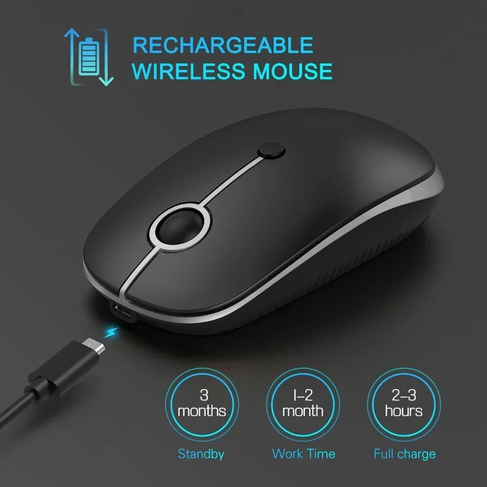 Wireless Mouse USB + Type-C Dual Connection Silent Click Rechargeable New